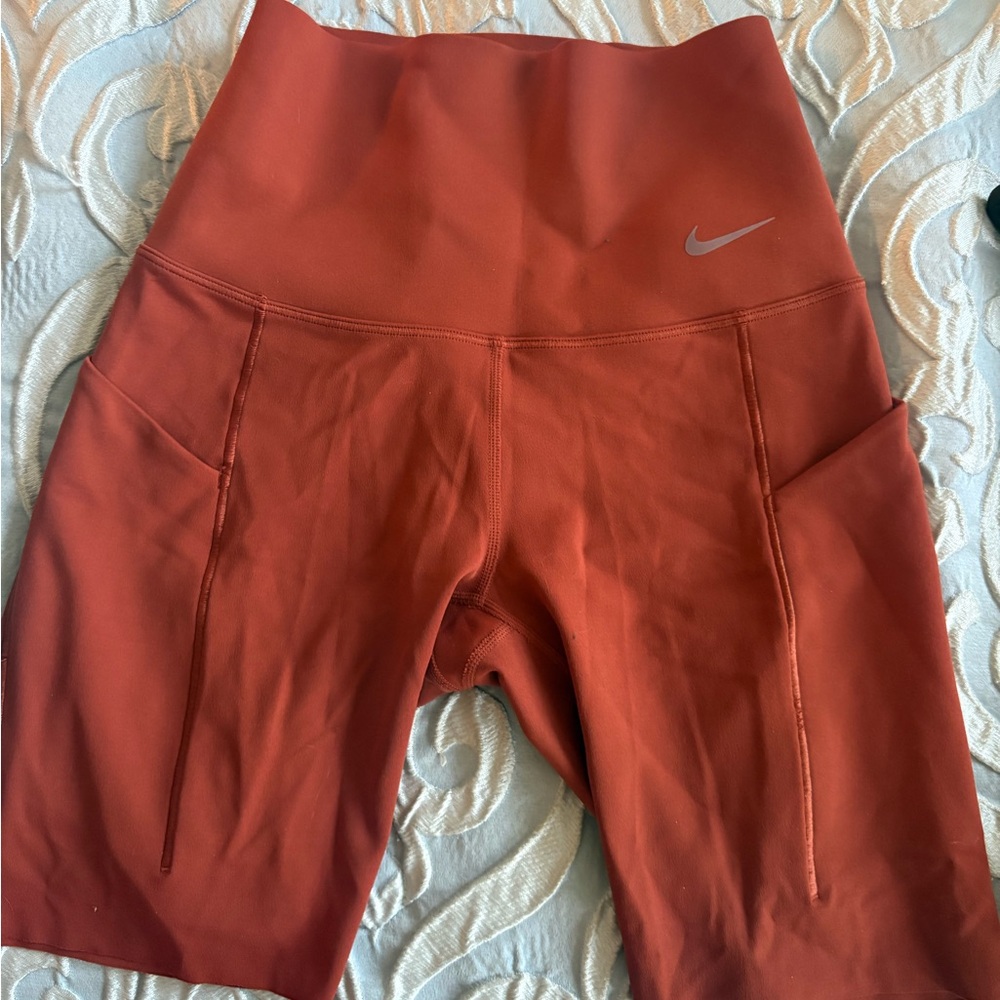 Nike Orange High-Waisted athletic Shorts